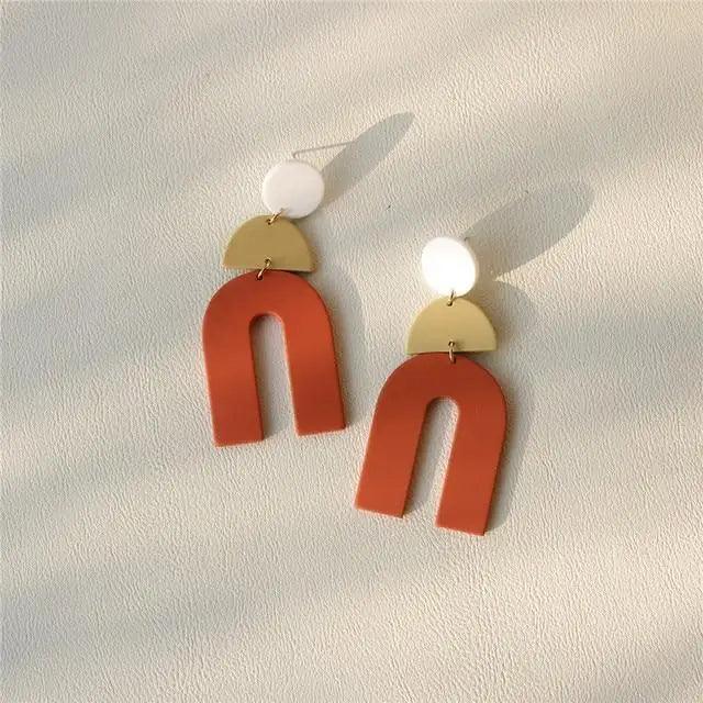 Attractive Geometric Round Square Acrylic Earrings for Women And Girls - Unique Design Long Dangle Drop Earrings - 19