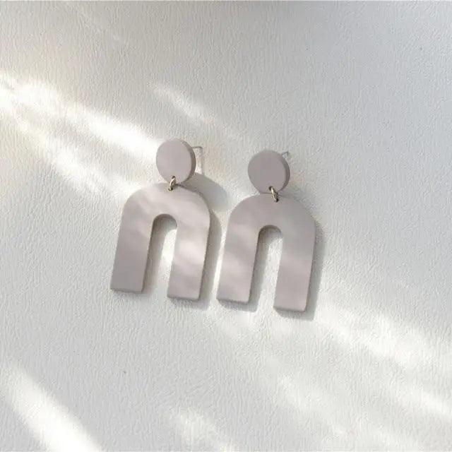 Attractive Geometric Round Square Acrylic Earrings for Women And Girls - Unique Design Long Dangle Drop Earrings - 18