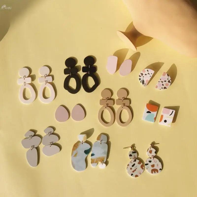 Attractive Geometric Round Square Acrylic Earrings for Women And Girls - Unique Design Long Dangle Drop Earrings
