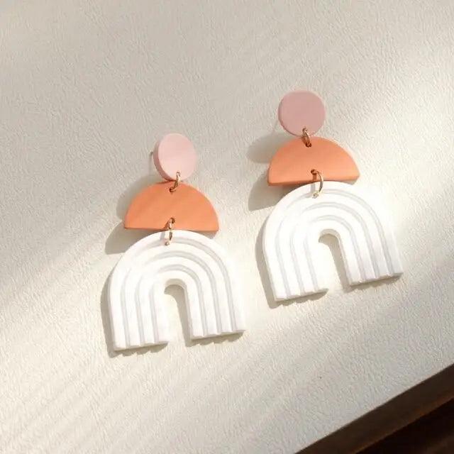 Attractive Geometric Round Square Acrylic Earrings for Women And Girls - Unique Design Long Dangle Drop Earrings - 10