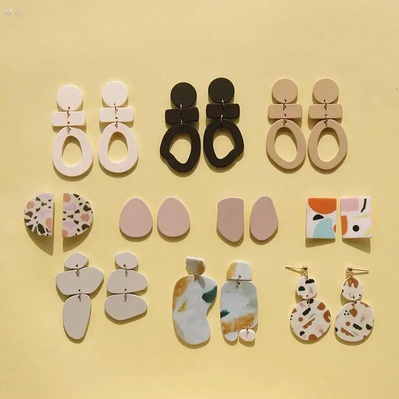 Attractive Geometric Round Square Acrylic Earrings for Women And Girls - Unique Design Long Dangle Drop Earrings