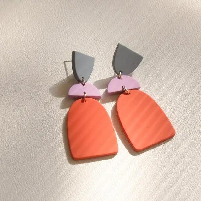Attractive Geometric Round Square Acrylic Earrings for Women And Girls - Unique Design Long Dangle Drop Earrings - 14