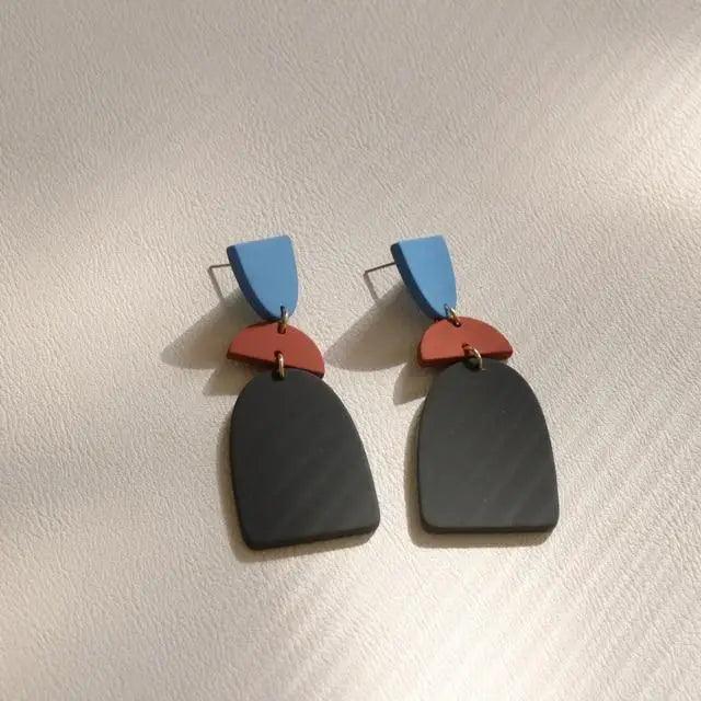 Attractive Geometric Round Square Acrylic Earrings for Women And Girls - Unique Design Long Dangle Drop Earrings - 16