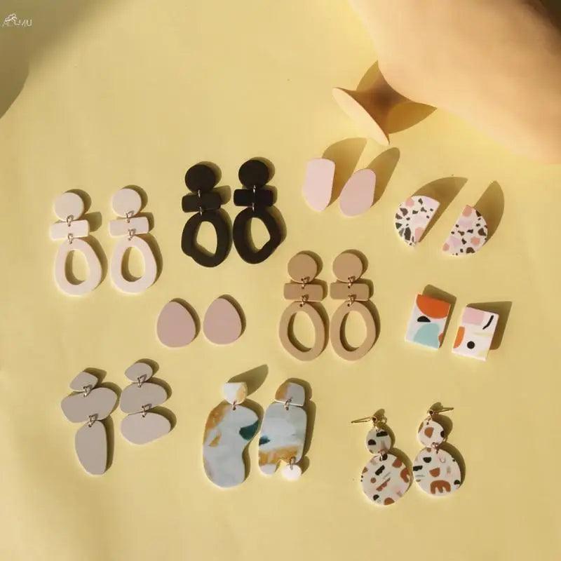 Attractive Geometric Round Square Acrylic Earrings for Women And Girls - Unique Design Long Dangle Drop Earrings