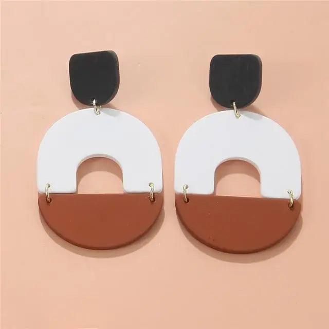 Attractive Geometric Round Square Acrylic Earrings for Women And Girls - Unique Design Long Dangle Drop Earrings - 9
