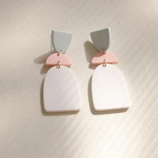 Attractive Geometric Round Square Acrylic Earrings for Women And Girls - Unique Design Long Dangle Drop Earrings - 15