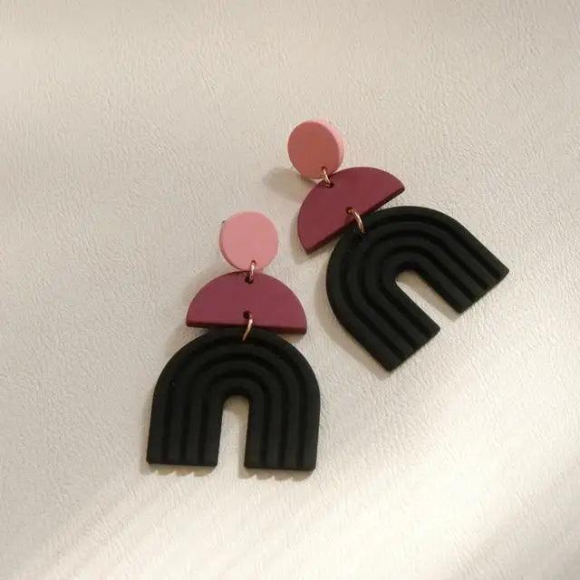 Attractive Geometric Round Square Acrylic Earrings for Women And Girls - Unique Design Long Dangle Drop Earrings - 5