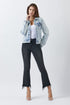 Button Up Washed Jacket Blue Classic Buttoned Jacket With Pocket Detail For Women