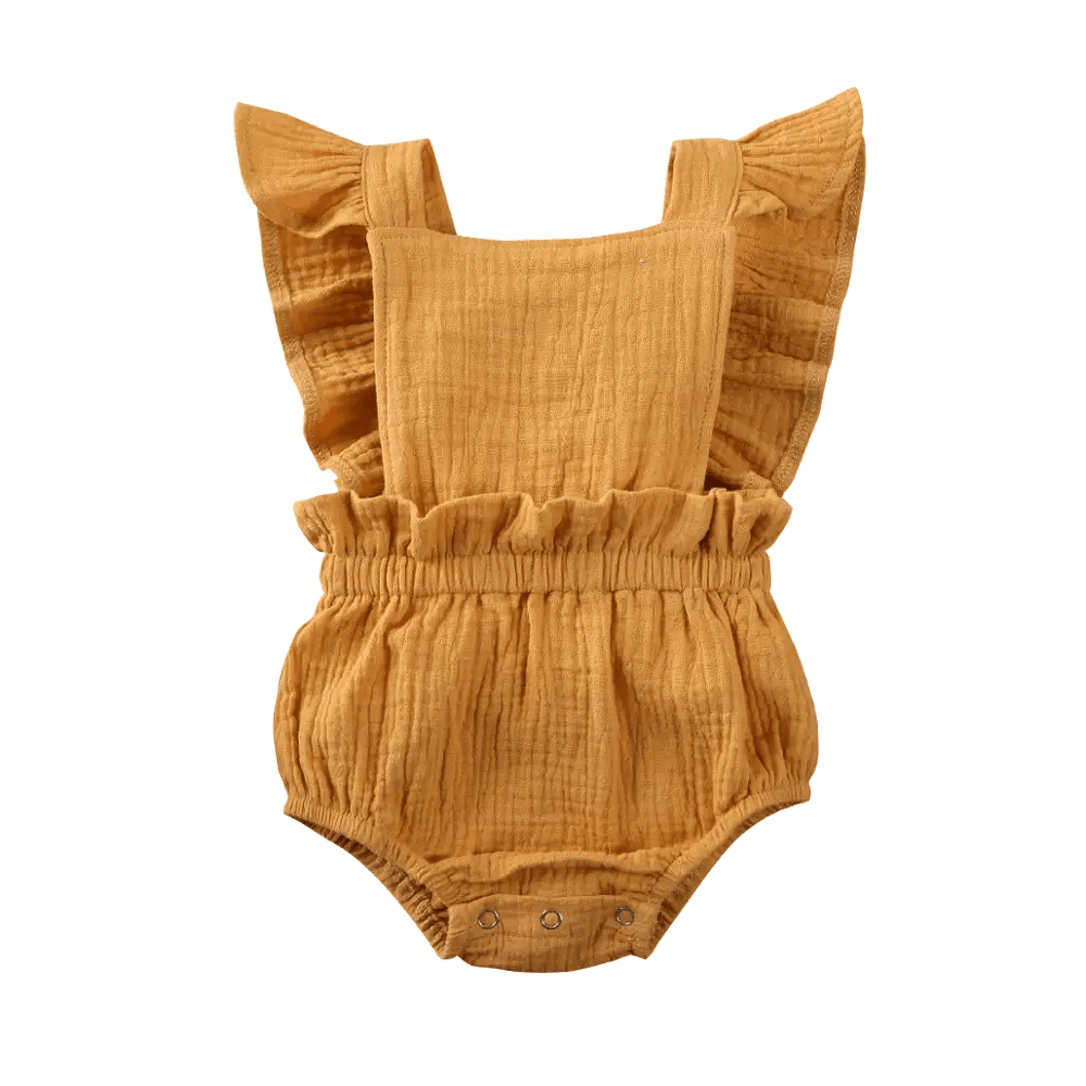 Baby Girl Ruffled Solid Color Sleeveless Backless Romper Jumpsuit Comfy Outfit Excellent Gift For Your Baby Girl - STEVVEX Baby - baby, baby birthday gifts, baby clothing, baby gifts, baby items, baby jumpsuits, baby rompers, baby styles, baby summer clothing, baby summer rompers, new parents gifts - Stevvex.com