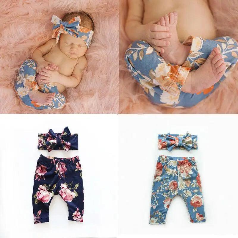 Baby Girls Floral Printed Elastic Waist Big Flower Bottoms Leggings Pants Toddler Trousers With Bow In Set For Girls And Baby and Newborn Baby - STEVVEX Baby - baby, Baby bow, baby care, baby clothers, baby clothing, baby items, baby leggings, baby pants, baby products, baby trousers, gifts for new born, kids, kids clothing, kids leggings, kids pants, kids trousers, newborn baby pants, newborn pants - Stevvex.com