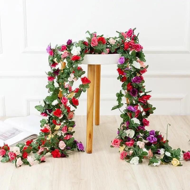 Beautifully Designed 250CM Rose Artificial Flowers Christmas Garland for Wedding Home Room Decoration Spring Autumn
