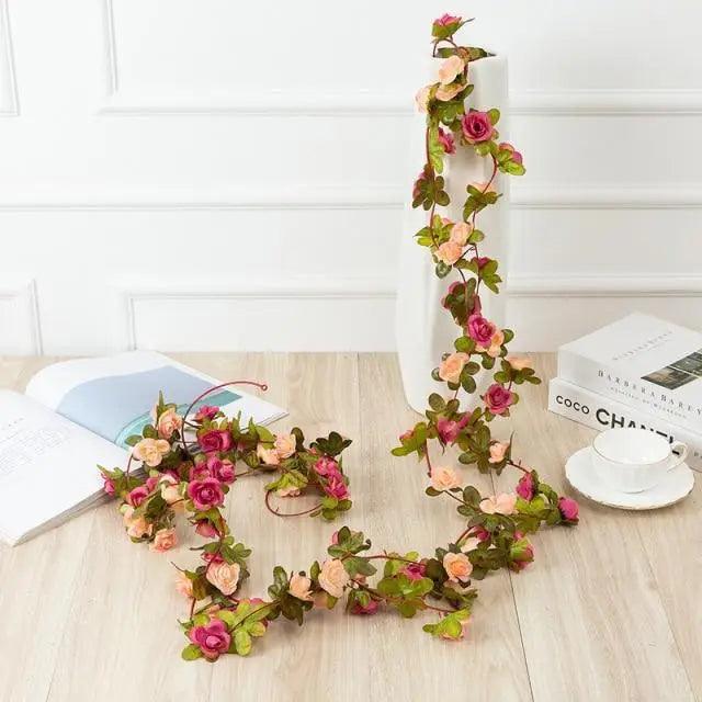 Beautifully Designed 250CM Rose Artificial Flowers Christmas Garland for Wedding Home Room Decoration Spring Autumn
