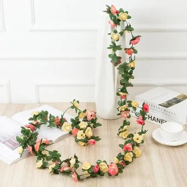 Beautifully Designed 250CM Rose Artificial Flowers Christmas Garland for Wedding Home Room Decoration Spring Autumn