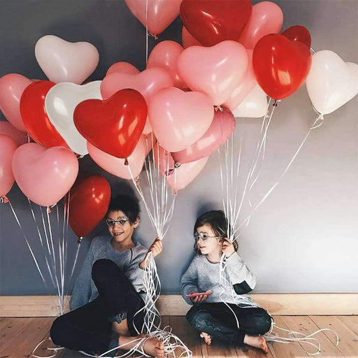 100Pc Red Pink Balloons 10Inch Love Heart Latex Balloons For Wedding Party and Celebration Helium Balloon Valentines Day Birthday Party Inflatable Balloons