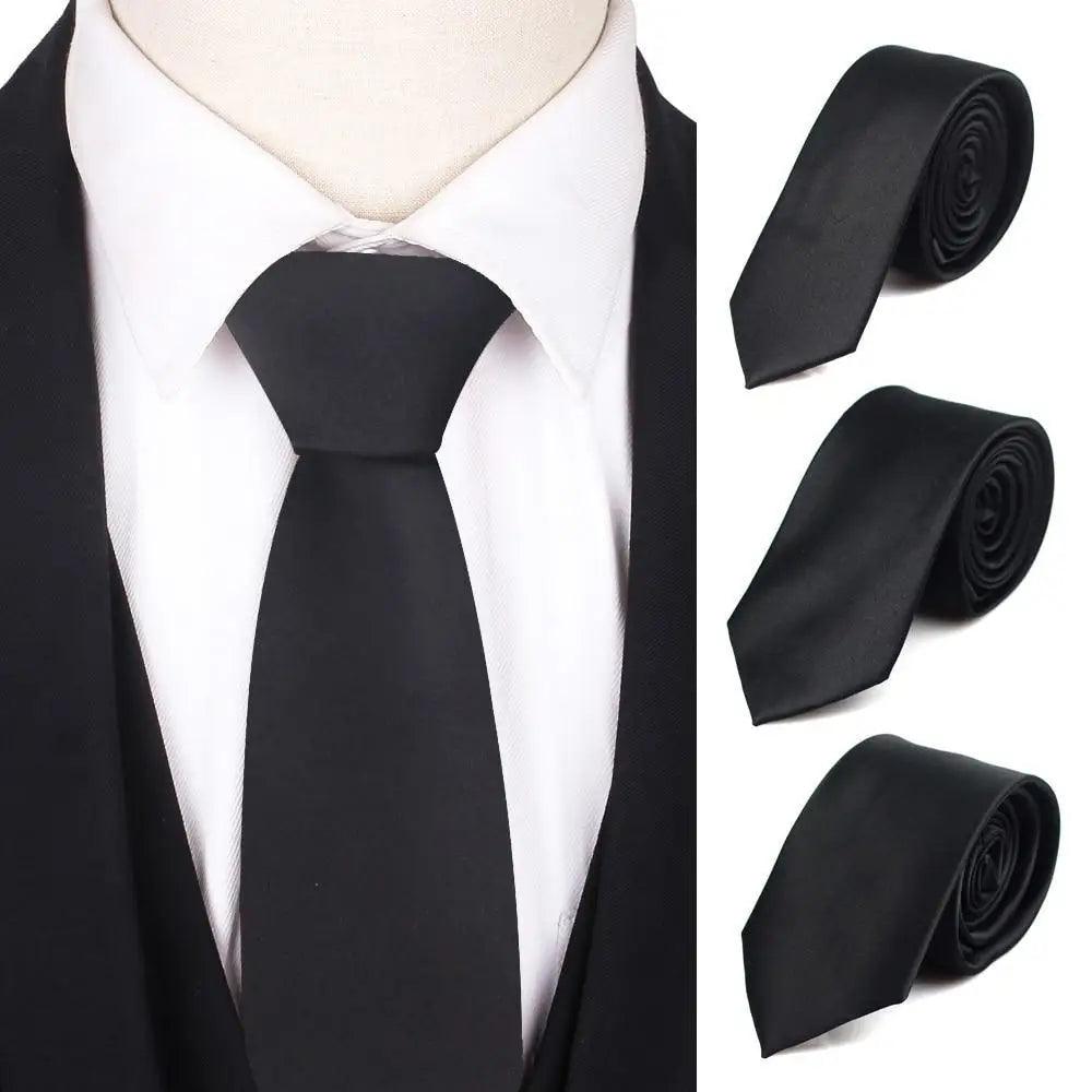 Black Business Skinny Men Neckties Wedding Slim Ties Elegant Men Lightweight High Quality Modern Ties - STIL7676YHYHY