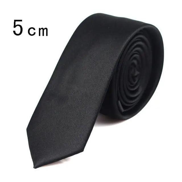 Black Business Skinny Men Neckties Wedding Slim Ties Elegant Men Lightweight High Quality Modern Ties - 5cm