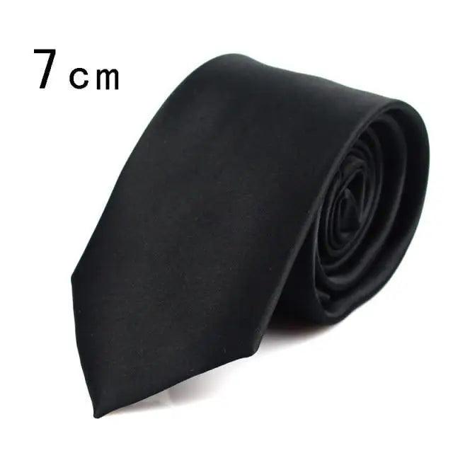 Black Business Skinny Men Neckties Wedding Slim Ties Elegant Men Lightweight High Quality Modern Ties - 7cm