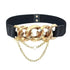 Black Vintage Ladies Dress Belt Charming Chain Buckle Elastic Luxurious Women Belt Metal Chain Style Party Fashion