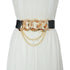 Black Vintage Ladies Dress Belt Charming Chain Buckle Elastic Luxurious Women Belt Metal Chain Style Party Fashion