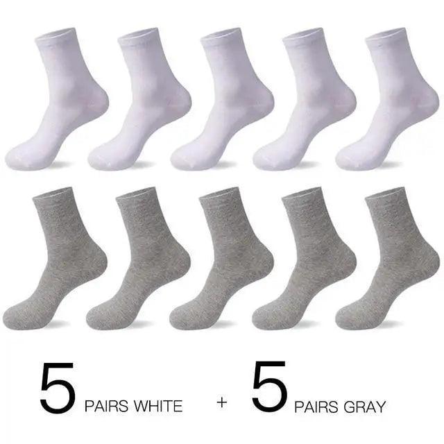 Business Simple White Cotton Socks 10 Pairs Men Breathable Socks Spring Summer Socks for Men Heavy Duty Reinforced