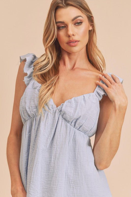 Sweetheart Neck Ruffled Strap Top For Women – Romantic Flattering Elegant Cottagecore-Inspired Feminine Blouse