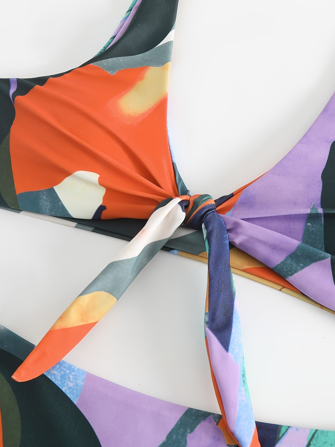 Colorplay Curve V-Neck Bikini Set for Summer – Flattering Colorblock Two-Piece Swimwear with Adjustable Tie Front High Waist & High Cut Design – Ultra-Stretchy and Comfortable Women's Beachwear for Pool Resort and Vacation