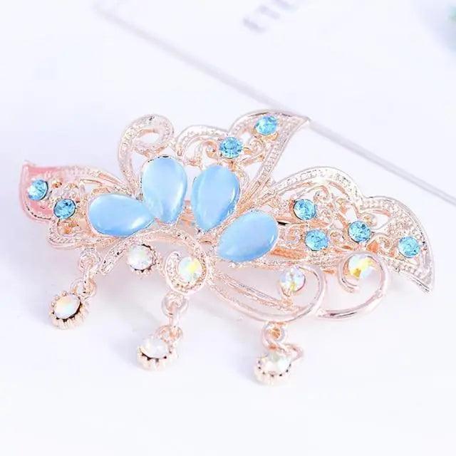 Charming Shiny Rhinestone Flower Hair Clip For Women Fashion Beautiful Multicolor Hairpins New Design Hair Clips