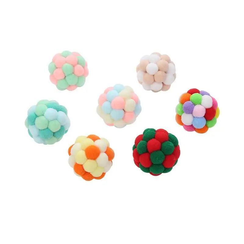 Colorful Handmade Ball For Cats Interactive Fluffy Ball For Kittens Soft Toys For Pets Excellent Gift For Cat Lovers