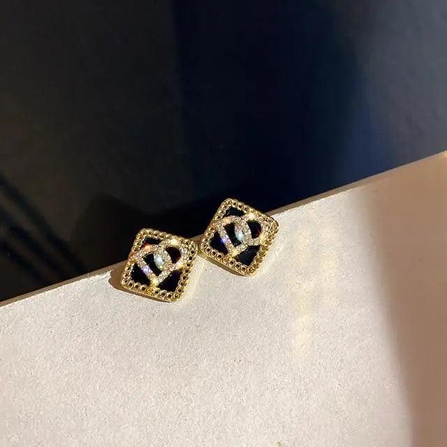 Crystal Drop Earrings Sparkling Gold Color Bridal Luxury Fashionable Jewelry For Womwn And Girls - Wedding Gift Jewelry