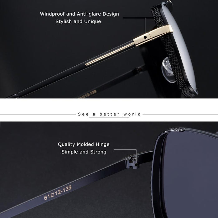 Luxury Elegant Square Polarized Sunglasses Brand Driving Glasses for Men and Boys With UV400 Protection