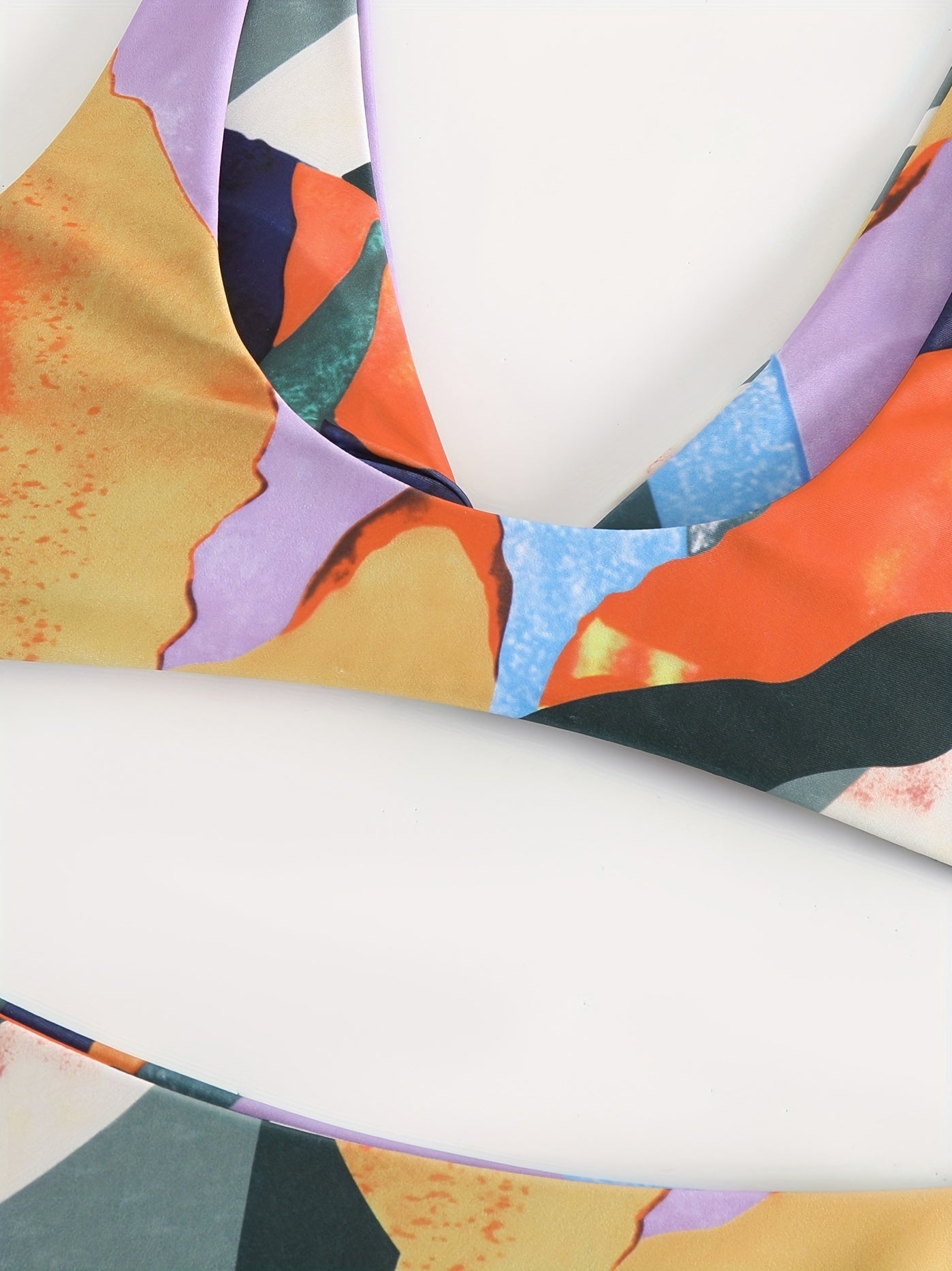 Colorplay Curve V-Neck Bikini Set for Summer – Flattering Colorblock Two-Piece Swimwear with Adjustable Tie Front High Waist & High Cut Design – Ultra-Stretchy and Comfortable Women's Beachwear for Pool Resort and Vacation