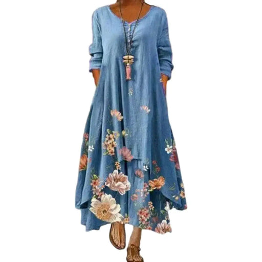 Dress 2021 summer style European and American fashion popular printed long sleeved dress female ins online trend hot sale B060 - Stevvex - - Stevvex.com