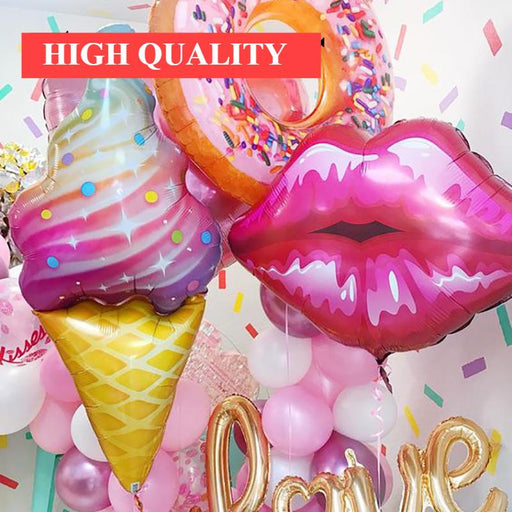 Big Heart Luxury  Decorations Ballons and  Donuts Lip Stick Ice Cream and Rainbow Style Balloons For Kids  Baby and Birthday Decorations Inflatable Helium
