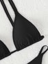 Bikini Solid Color Triangle V Neck 2 Piece Bikini Set for Women – Stretchy Double Strap Tie Back V String Swimwear with Lace Up Detail – Flattering Beach Vacation Swimsuit for Confident Summer Style and Poolside Fashion