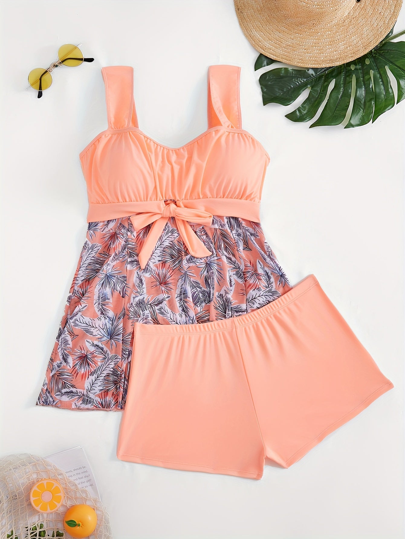 New Bikini Plus Size Mesh Print Off Shoulder 2 Piece Tankini Swimsuit for Women – Modest Large Size Bathing Suit with Contrast Mesh Detail – Comfortable Stretchy Beachwear for Summer Vacation and Poolside Confidence