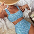 Blue Ditsy Floral Summer Bikini Set - Flattering High Waist Tummy Control - Comfortable Wide Straps & Stretchy Swimsuits - Womens 2 Piece Swimwear Collection