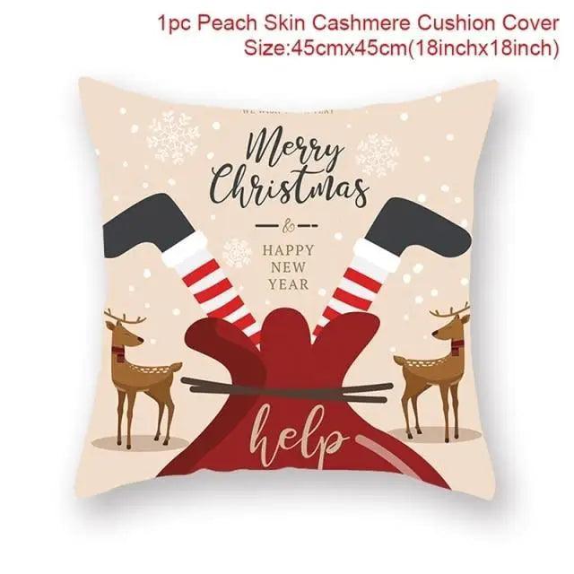 Elegance Merry Christmas Cushion Cover Santa Claus Elk Christmas Decoration For Home Christmas Ornaments Gift - 16