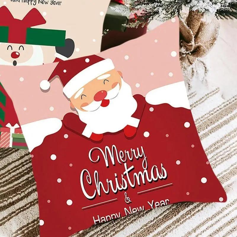Elegance Merry Christmas Cushion Cover Santa Claus Elk Christmas Decoration For Home Christmas Ornaments Gift