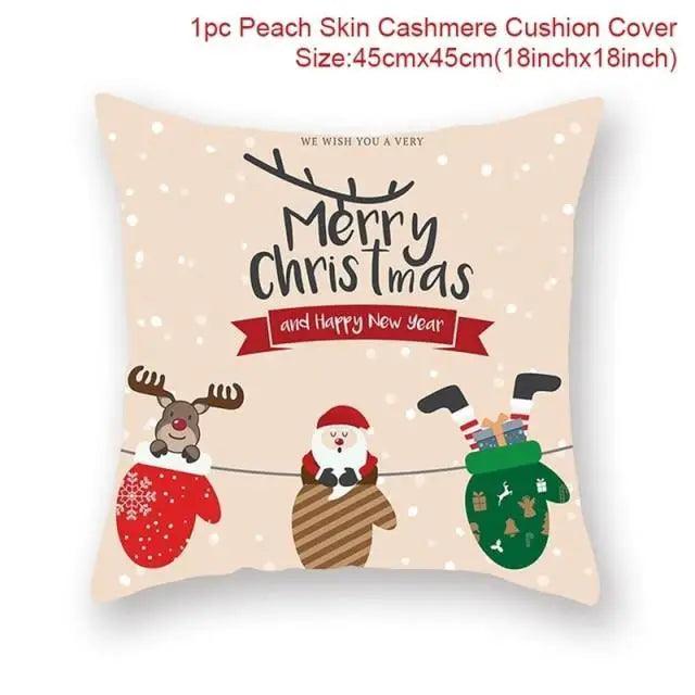 Elegance Merry Christmas Cushion Cover Santa Claus Elk Christmas Decoration For Home Christmas Ornaments Gift - 12