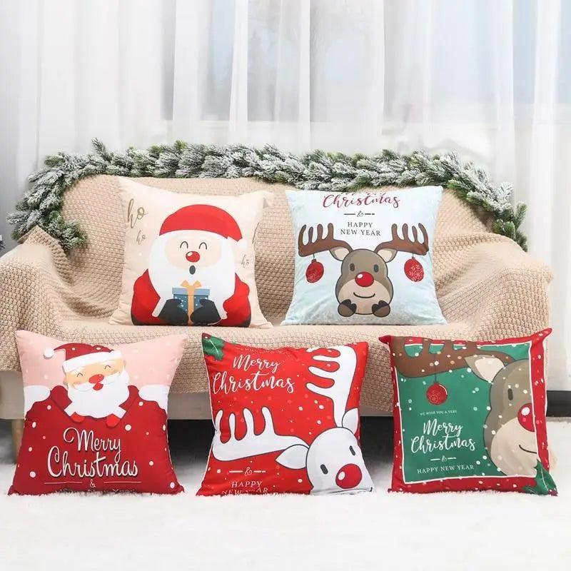 Elegance Merry Christmas Cushion Cover Santa Claus Elk Christmas Decoration For Home Christmas Ornaments Gift