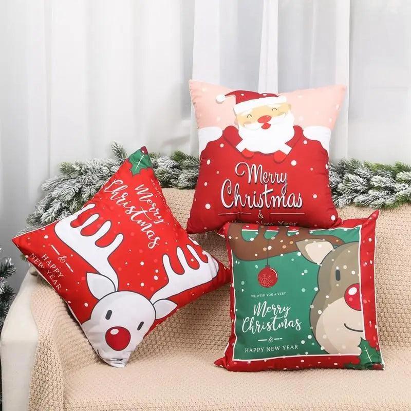 Elegance Merry Christmas Cushion Cover Santa Claus Elk Christmas Decoration For Home Christmas Ornaments Gift