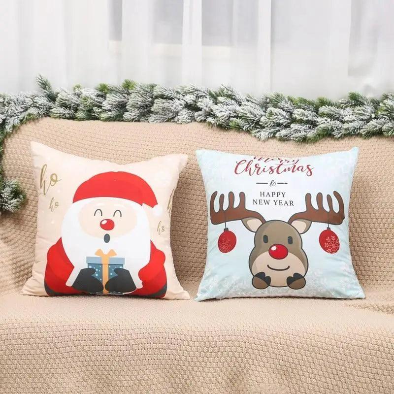 Elegance Merry Christmas Cushion Cover Santa Claus Elk Christmas Decoration For Home Christmas Ornaments Gift