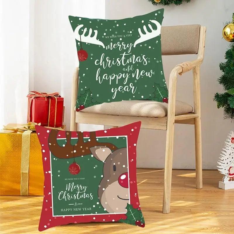 Elegance Merry Christmas Cushion Cover Santa Claus Elk Christmas Decoration For Home Christmas Ornaments Gift