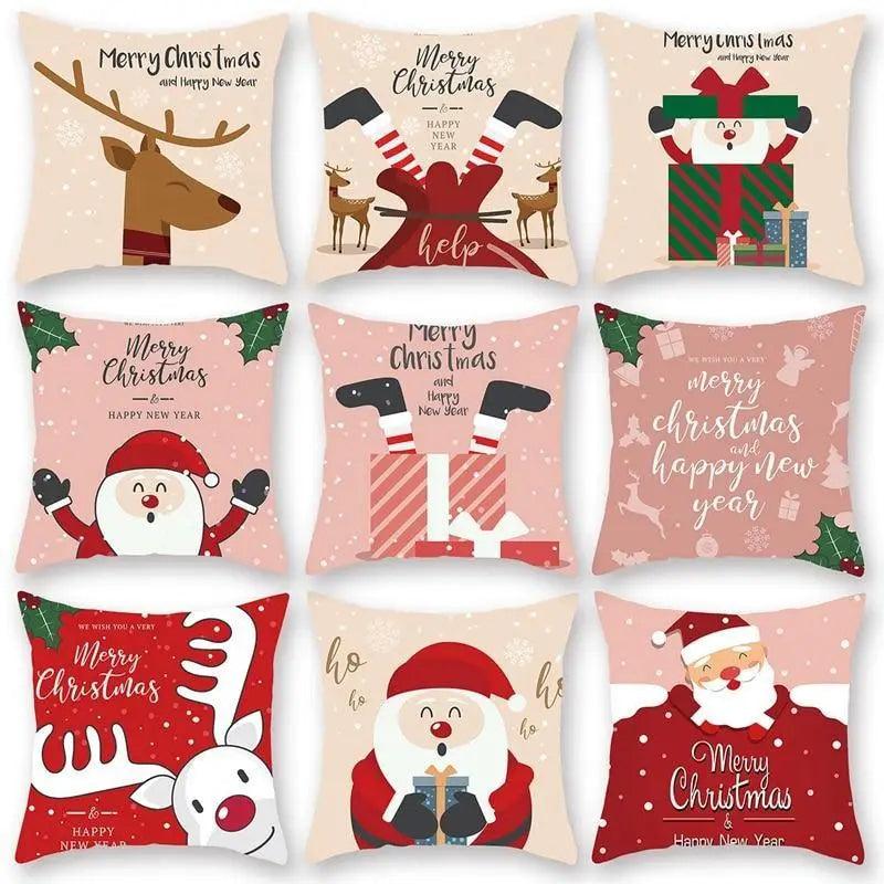 Elegance Merry Christmas Cushion Cover Santa Claus Elk Christmas Decoration For Home Christmas Ornaments Gift