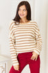 Modern Orange Brown Women and Girl Double Take Striped Boat Neck Sweater For Any Occasion Winter and Autmn Trend Style