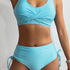 Bikini Twist Front V Neck High Waist 2 Piece Bikini Set for Women – Stretchy Tie Back Swimsuit with Drawstring Lace Up and Comfortable Fit – Trendy Solid Color Swimwear for Beach Days Pool Parties and Summer Vacations