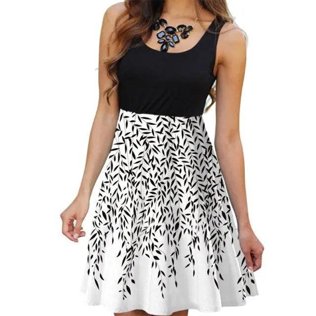 Floral Boho Midi Dress Women Summer Sleeveless Tank Dress O-Neck Slim High Waist Patchwork Casual Vintage 3D Print Vestidos 2021 - Stevvex - - Stevvex.com