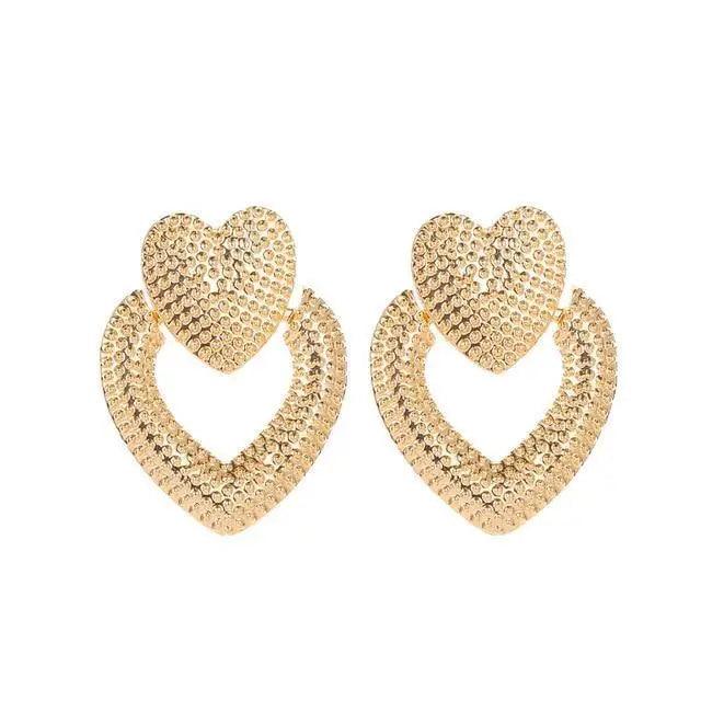 Gorgeous Gold Textured Large Pendant Women’s Earrings Unique Metal Brilliant Drop Earrings for Women And Girls - 10