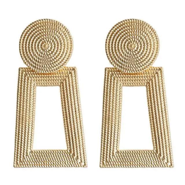 Gorgeous Gold Textured Large Pendant Women’s Earrings Unique Metal Brilliant Drop Earrings for Women And Girls - 12