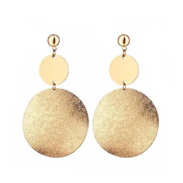 Gorgeous Gold Textured Large Pendant Women’s Earrings Unique Metal Brilliant Drop Earrings for Women And Girls - 14